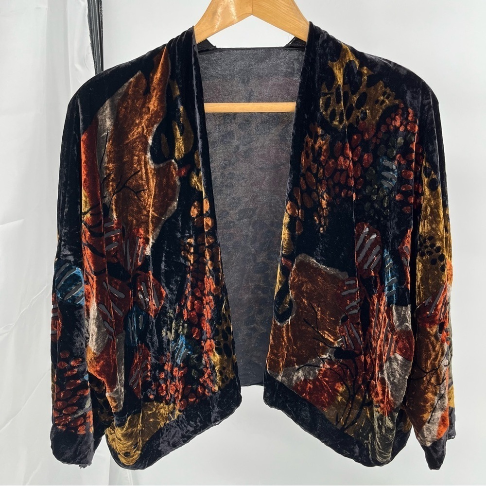 Cocoon House Womens Silk Blend Open Draped Kimono Velvet One Size Art To Wear